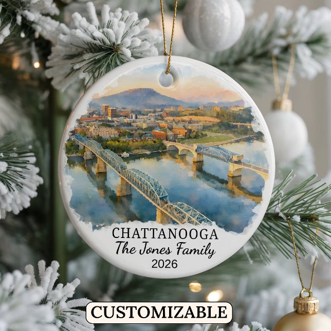 Personalised Chattanooga Ornament, Custom Tennesse Ceramic Tree Decoration (Creator Uploaded)