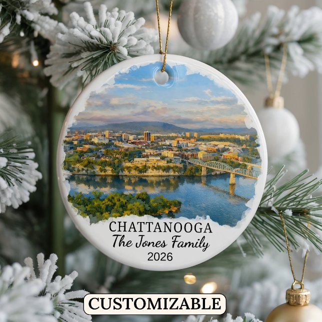 Personalised Chattanooga Ornament, Custom Tennesse Ceramic Tree Decoration (Creator Uploaded)