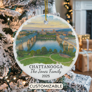 Personalised Chattanooga Ornament, Tennessee Ceramic Tree Decoration