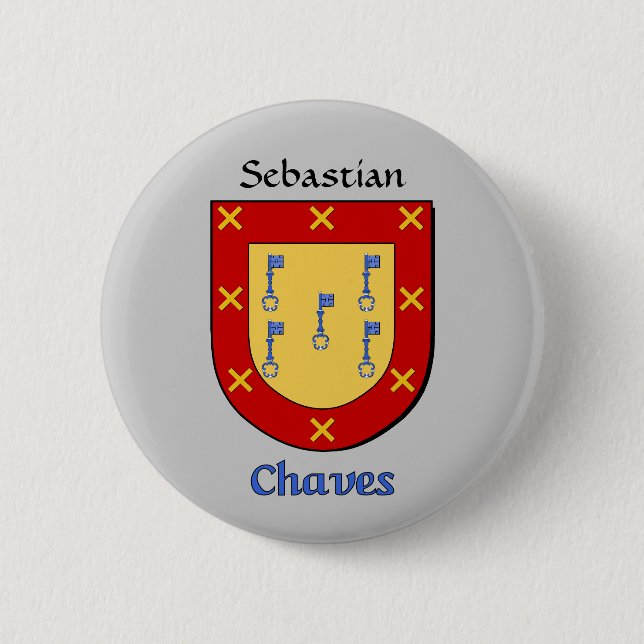 Personalised Chaves Historical Shield 6 Cm Round Badge (Front)