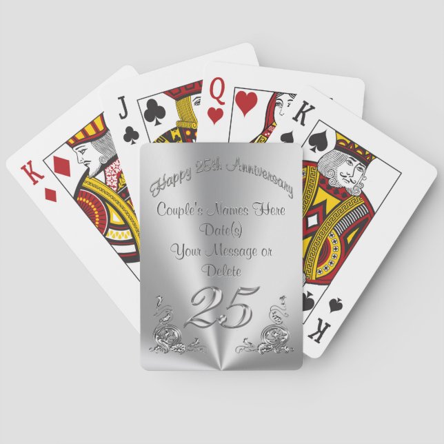 Personalised Cheap 25th Wedding Anniversary Gifts Playing Cards (Back)
