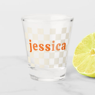 Personalised checkerboard party birthday gift shot glass