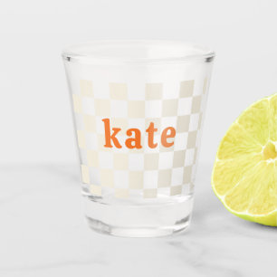 Personalised checkerboard party birthday gift shot glass