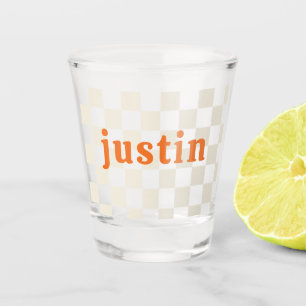 Personalised checkerboard party birthday gift shot glass