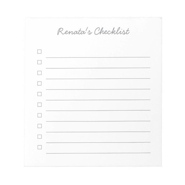 Personalised Checklist - 40 Page Notepad (Front)
