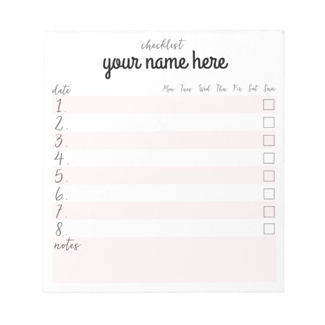Personalised Checklist Notepad (Front)