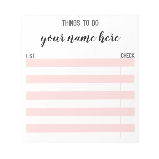 Personalised Checklist Notepad (Front)