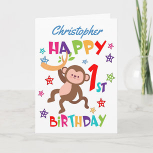 Personalised Cheeky Monkey 1st Birthday Card