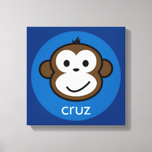 Personalised Cheeky Monkey [blue+navy] Canvas Print