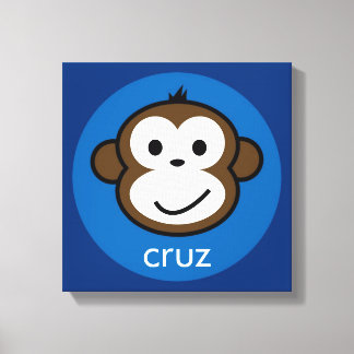Personalised Cheeky Monkey [blue+navy] Canvas Print