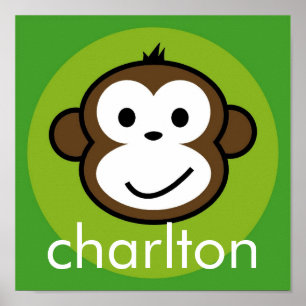Personalised Cheeky Monkey [lime+green] Poster