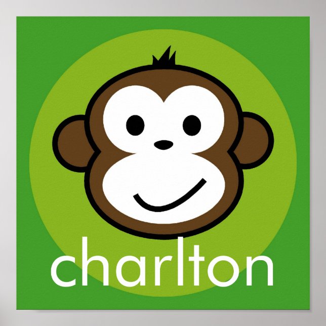 Personalised Cheeky Monkey [lime+green] Poster (Front)