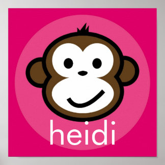Personalised Cheeky Monkey [pink+hotpink] Poster