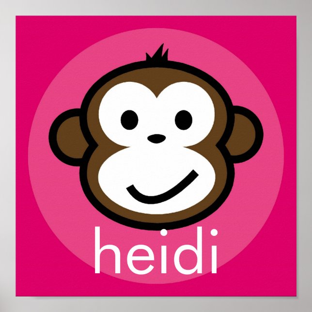Personalised Cheeky Monkey [pink+hotpink] Poster (Front)