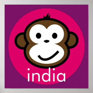 Personalised Cheeky Monkey [pink+purple] Poster