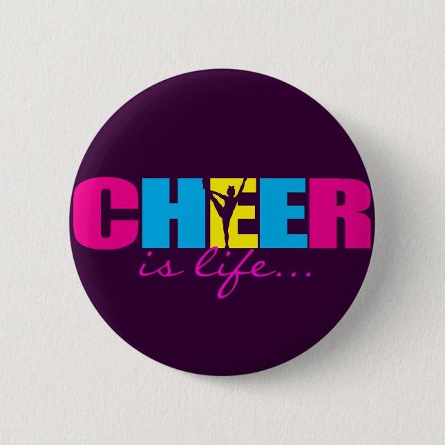 Personalised Cheer Cheerleading Purple 6 Cm Round Badge (Front)