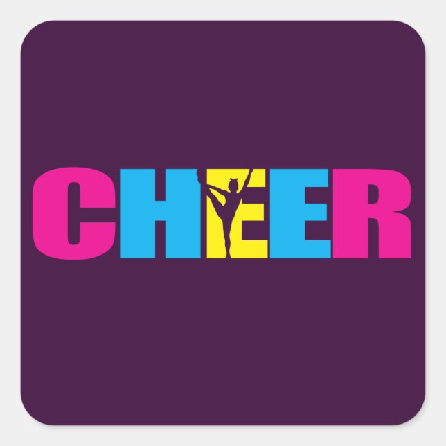 Personalised Cheer Cheerleading Purple Square Sticker (Front)