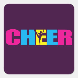 Personalised Cheer Cheerleading Purple Square Sticker