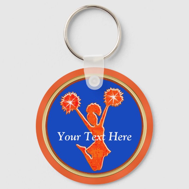 Personalised Cheer Keychains Orange and Your COLOR (Front)