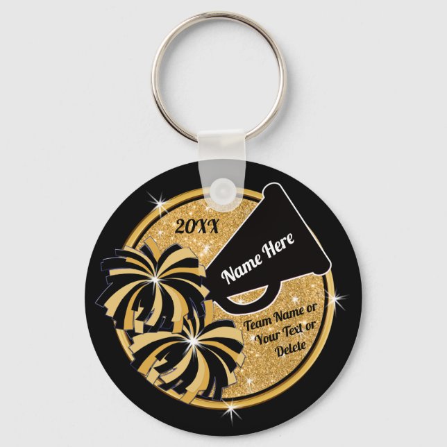 Personalised, Cheer Pom Pom Keychain, Party Favour Key Ring (Front)
