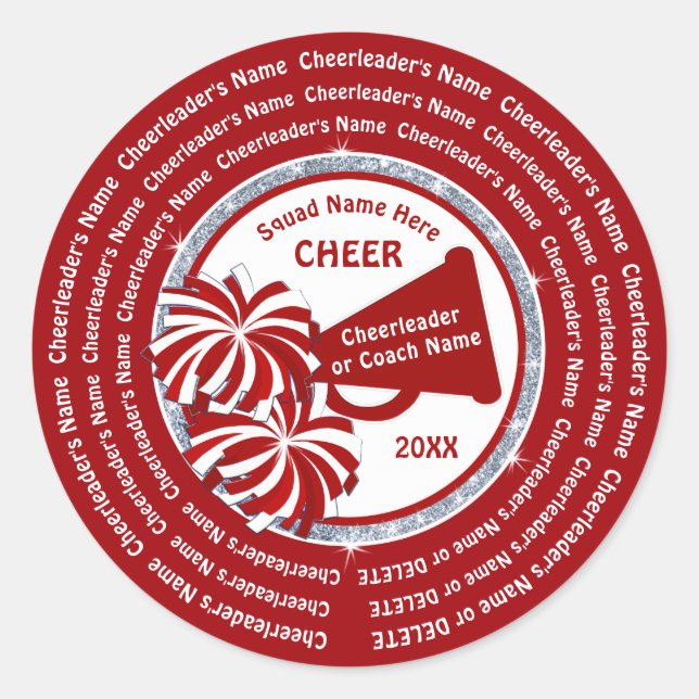 Personalised, Cheer Stickers with ALL Cheerleaders (Front)