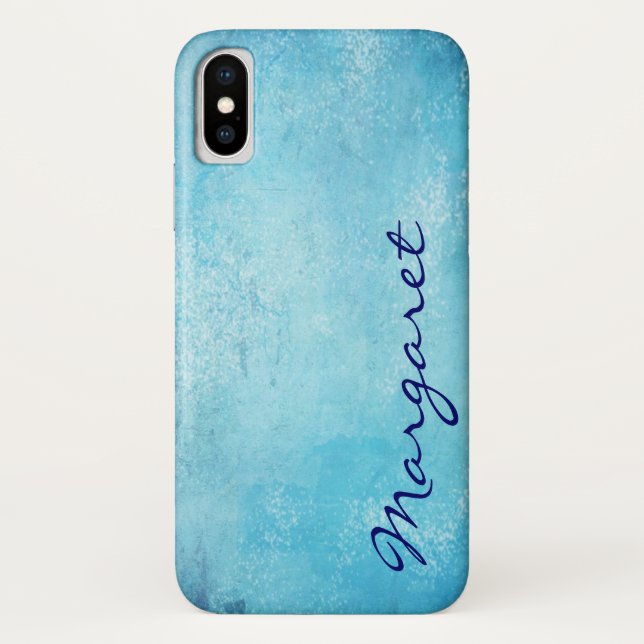 Personalised Cheerful Blue Watercolor Case-Mate iPhone Case (Back)