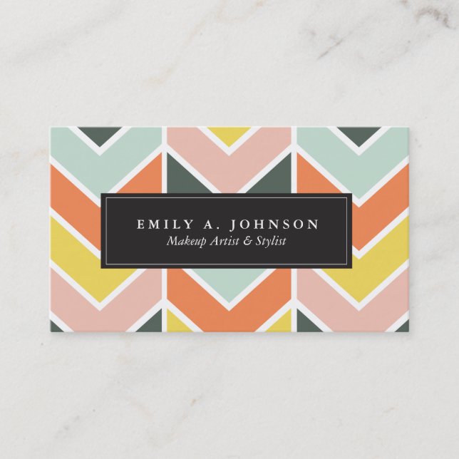 Personalised | Cheerful Chevron by Origami Prints Business Card (Front)