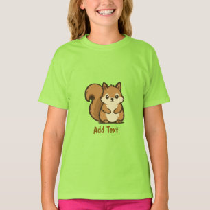 Personalised Cheerful Squirrel Simple Line Art T-Shirt