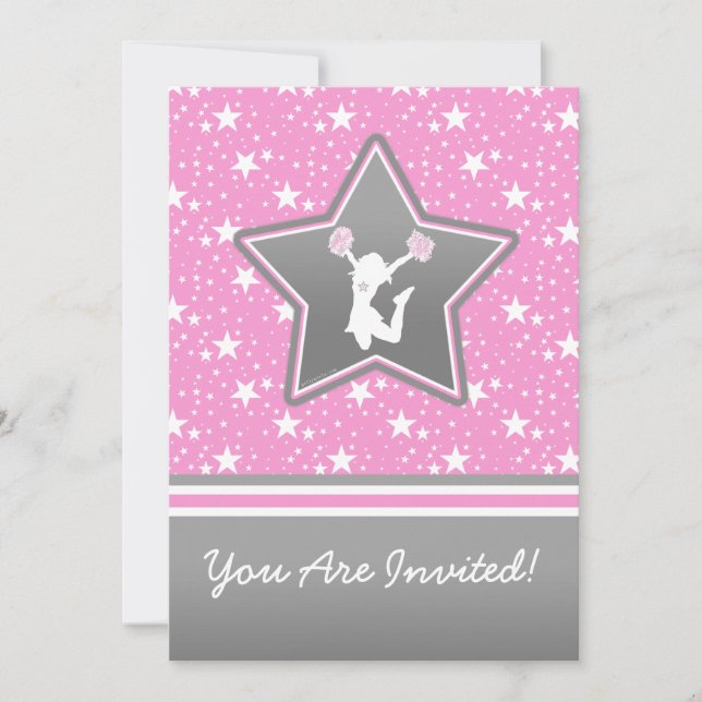 Personalised Cheerleader Among the Stars Invitation (Front)