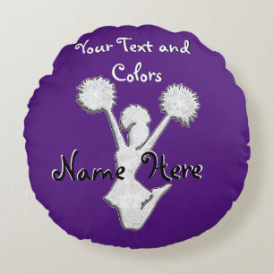 Personalised Cheerleader Gifts YOUR TEXT, COLORS Round Cushion