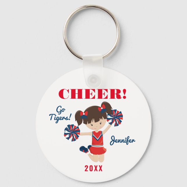 Personalised Cheerleader Keychain with YOUR TEXT (Front)