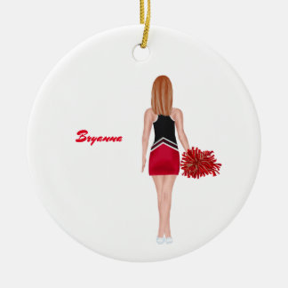 Personalised Cheerleader Ornament-Red Hair  Ceramic Tree Decoration
