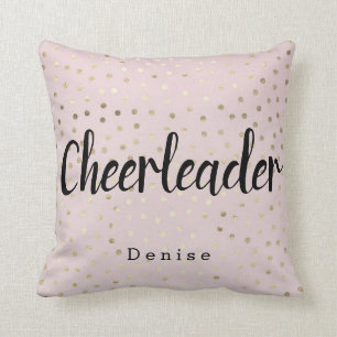 Personalised Cheerleader Pink and Gold Polka Dots Cushion