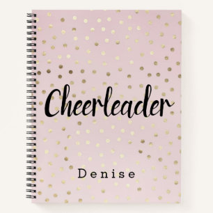 Personalised Cheerleader Pink and Gold Polka Dots Notebook