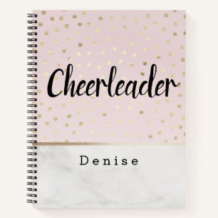 Personalised Cheerleader Pink Gold & Marble Dots Notebook