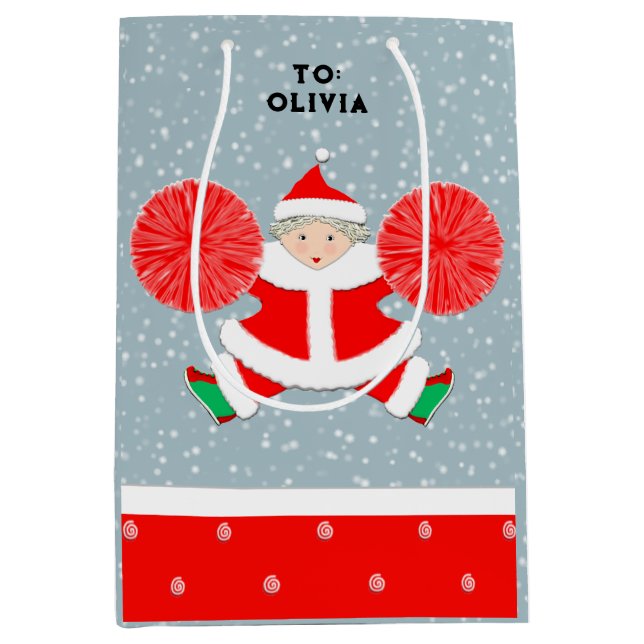 Personalised Cheerleading Christmas Medium Gift Bag (Front)
