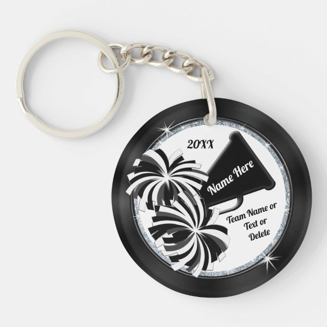 Personalised Cheerleading Gifts.  2 Sided Cheer Key Ring (Front)