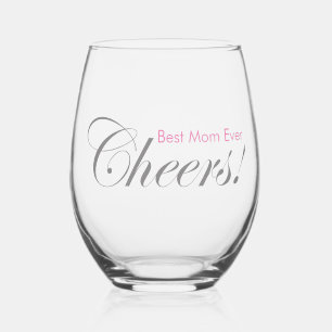 Personalised Cheers! Best Mum Ever Elegant Silver Stemless Wine Glass