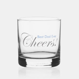 Personalised Cheers! Elegant Silver Blue Father's Whiskey Glass