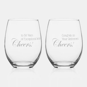 Personalised Cheers! Retirement Professional Grey Stemless Wine Glass