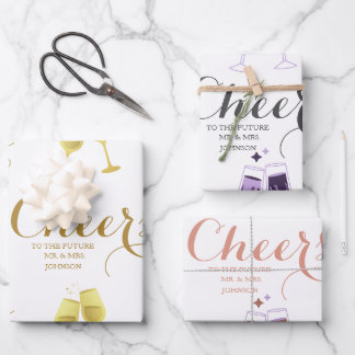 Personalised Cheers Script Wedding Wrapping Paper Sheet