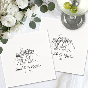Personalised Cheers Simple Cocktail Wedding Napkin