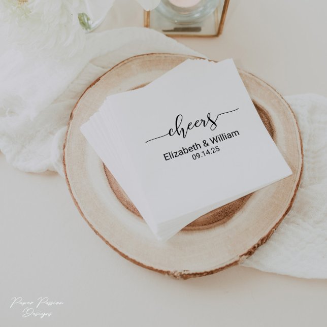 Personalised Cheers Wedding Cocktail Napkin (Creator Uploaded)