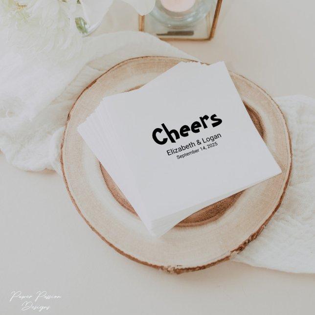Personalised Cheers Wedding Cocktail Napkin (Creator Uploaded)