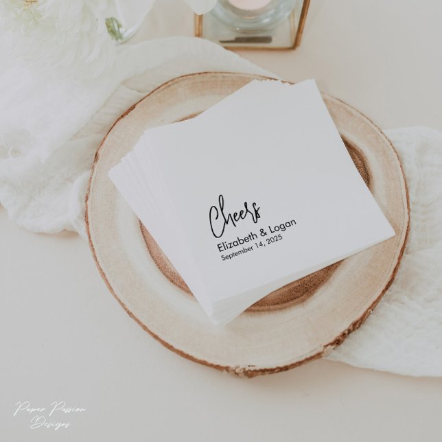 Personalised Cheers Wedding Cocktail Napkin (Creator Uploaded)