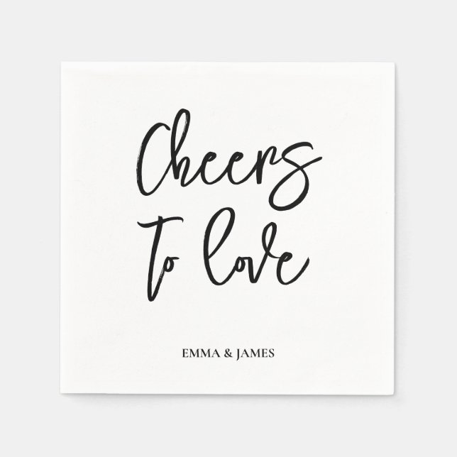 Personalised Cheers Wedding Rustic Hand lettering  Napkin (Front)