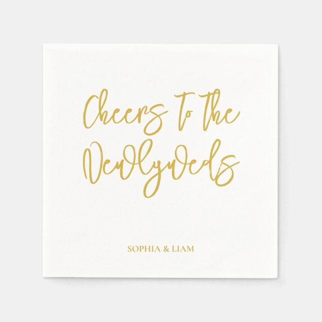 Personalised Cheers Wedding Rustic Hand lettering Napkin (Front)