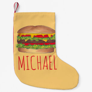 Personalised Cheese Burger Hamburger Cheeseburger Small Christmas Stocking