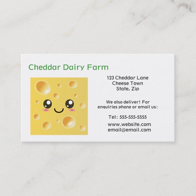Personalised Cheese Dairy Farm Business Cards (Front)