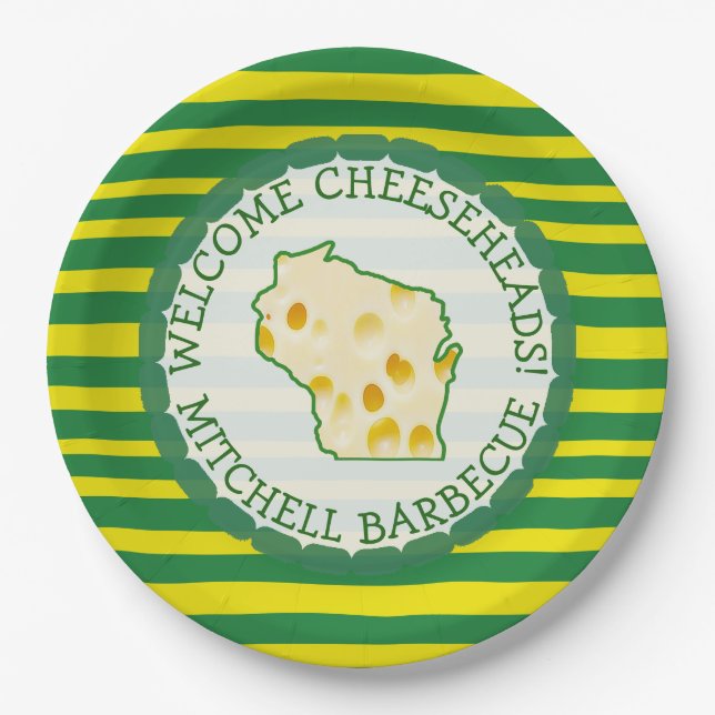 Personalised  Cheese Head Paper Plates (Front)